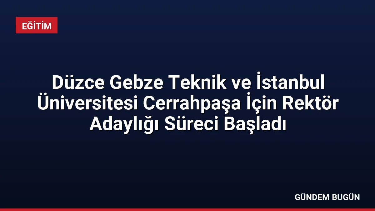 Düzce Gebze Teknik ve İstanbul Üniversitesi Cerrahpaşa İçin Rektör Adaylığı Süreci Başladı