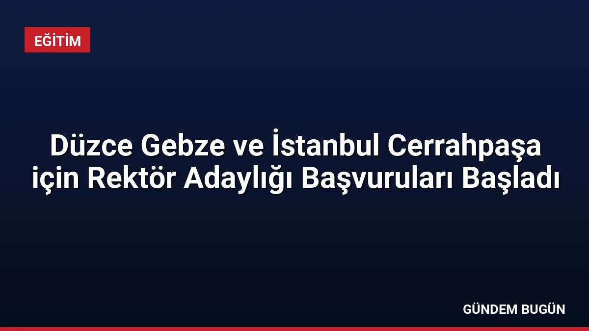 Düzce Gebze ve İstanbul Cerrahpaşa için Rektör Adaylığı Başvuruları Başladı