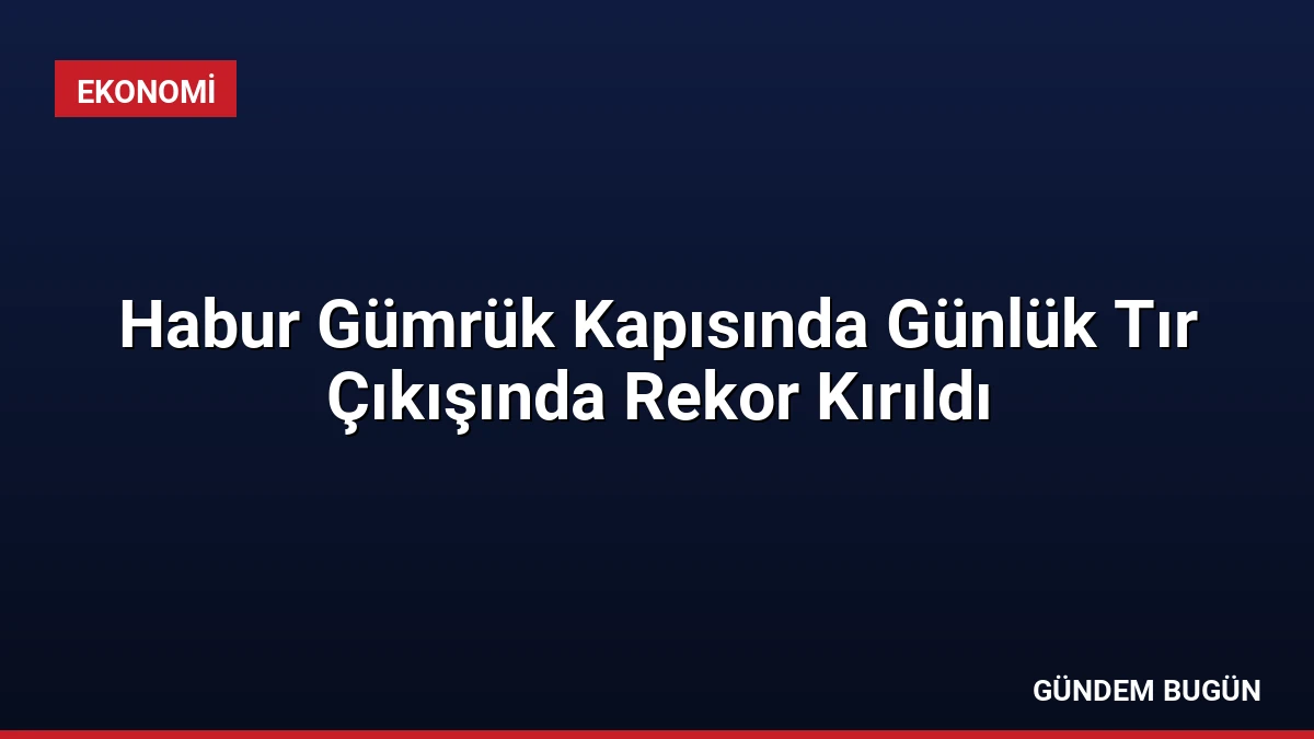 Habur Gümrük Kapısında Günlük Tır Çıkışında Rekor Kırıldı