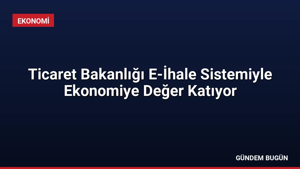 Ticaret Bakanlığı E-İhale Sistemiyle Ekonomiye Değer Katıyor