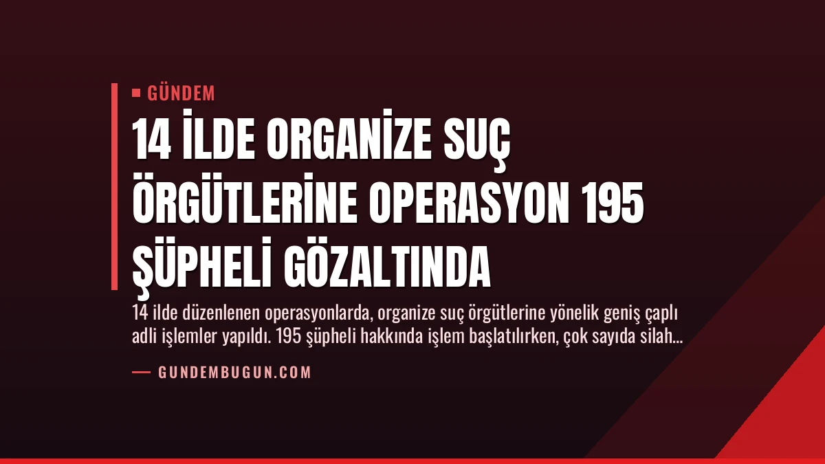 14 İlde Organize Suç Örgütlerine Operasyon 195 Şüpheli Gözaltında