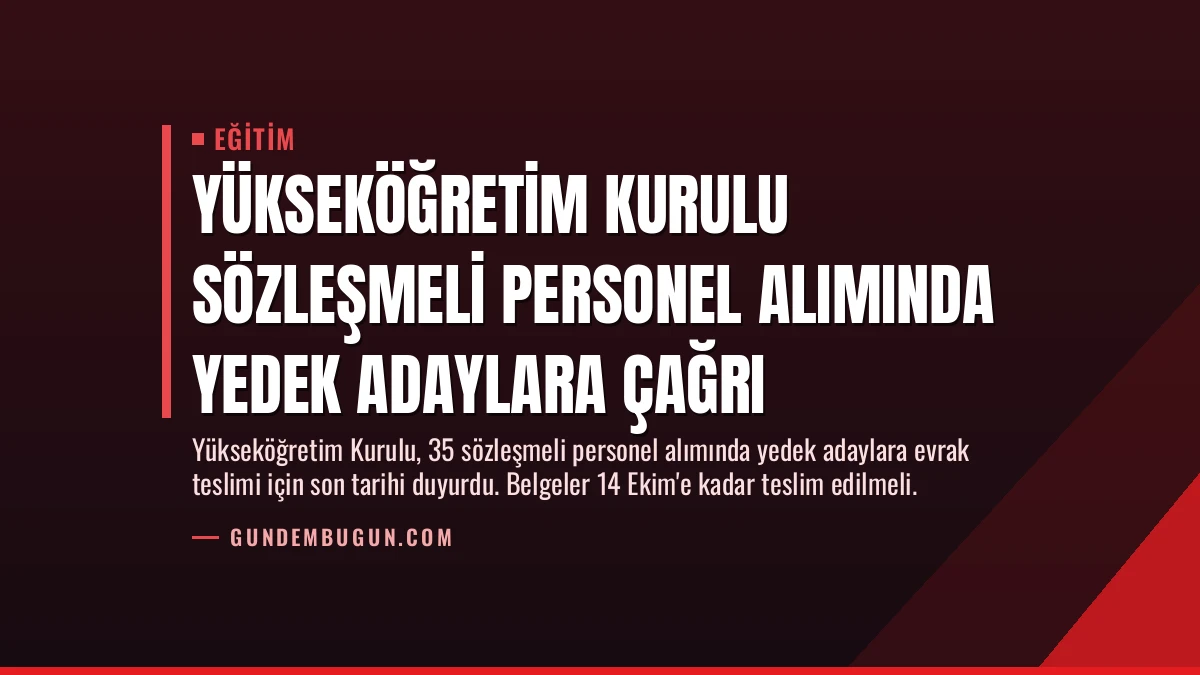 Yükseköğretim Kurulu Sözleşmeli Personel Alımında Yedek Adaylara Çağrı
